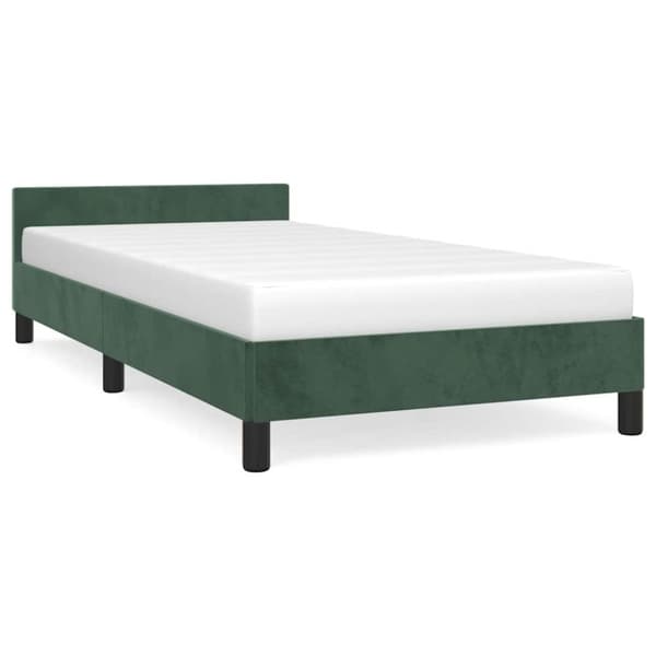 vidaXL Sängram utan madrass mörkgrön 100x200 cm sammet