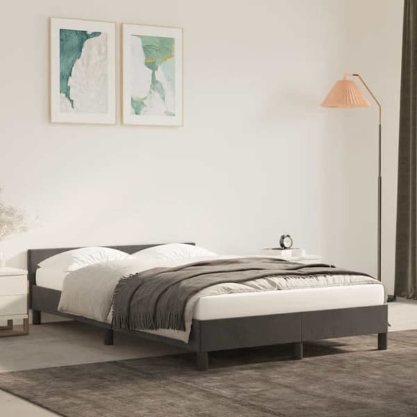 vidaXL Sengeramme uden madras Mørkegrå 120x200 cm Fløjl