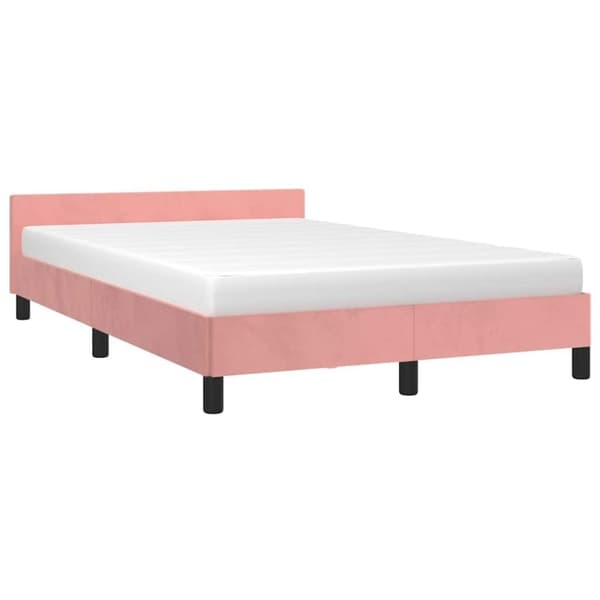 vidaXL Sengeramme med hovedgærde uden madras Pink 120x200 cm Fløjl