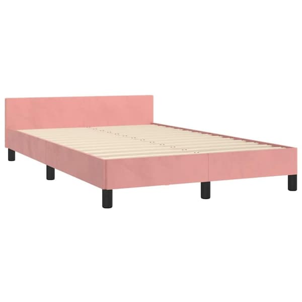 vidaXL Sengeramme med hovedgærde uden madras Pink 120x200 cm Fløjl
