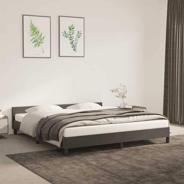 vidaXL Sengeramme uden madras Mørkegrå 160x200 cm Fløjl