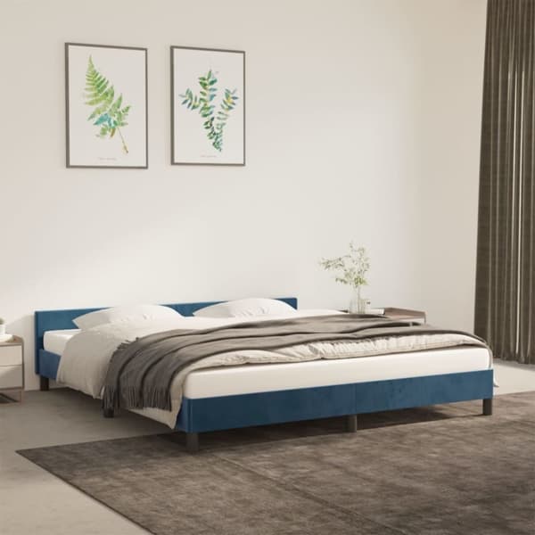 vidaXL Sengeramme uden madras Mørkeblå 160x200 cm Fløjl