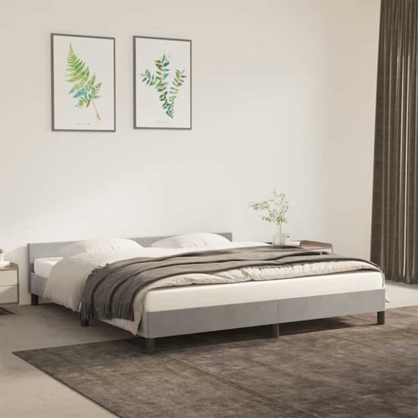 vidaXL Sengeramme uden madras Lysegrå 180x200 cm Fløjl