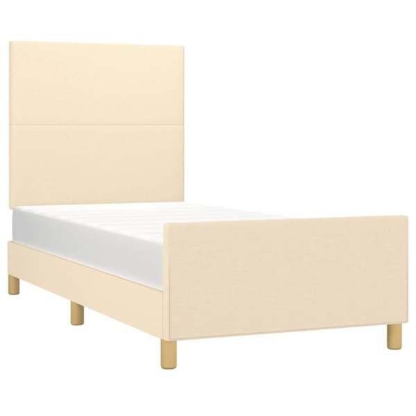 vidaXL sengeramme med sengegavl 80x200 cm stof cremefarvet
