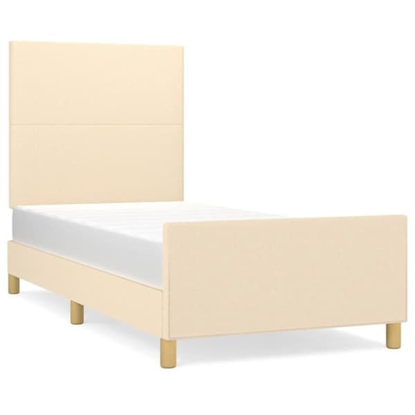 vidaXL sengeramme med sengegavl 80x200 cm stof cremefarvet