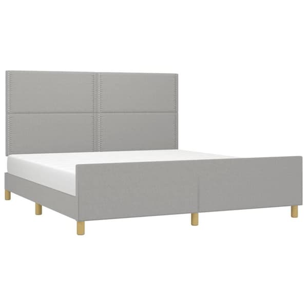 vidaXL sengeramme med sengegavl 180x200 cm stof lysegrå