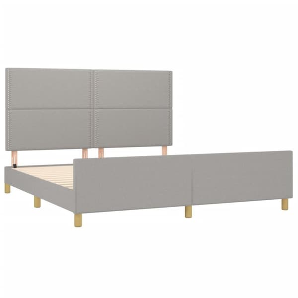 vidaXL sengeramme med sengegavl 180x200 cm stof lysegrå