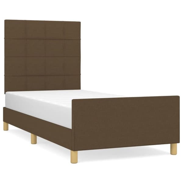 vidaXL sengeramme med sengegavl 100x200 cm stof mørkebrun
