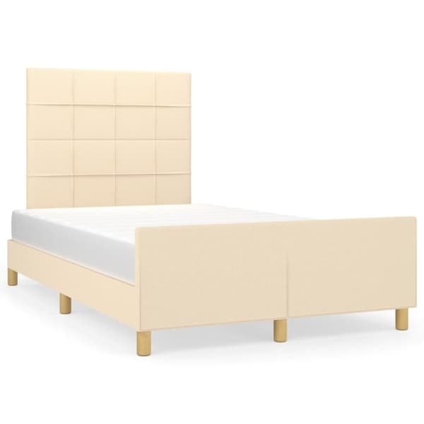 vidaXL sengeramme med sengegavl 120x200 cm stof cremefarvet
