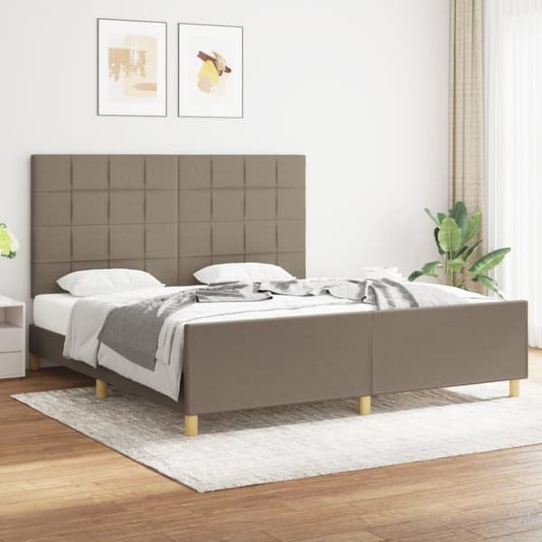 vidaXL sengeramme med sengegavl 180x200 cm stof gråbrun