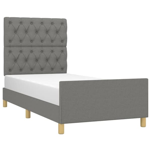 vidaXL sengeramme med sengegavl 80x200cm stof mørkegrå