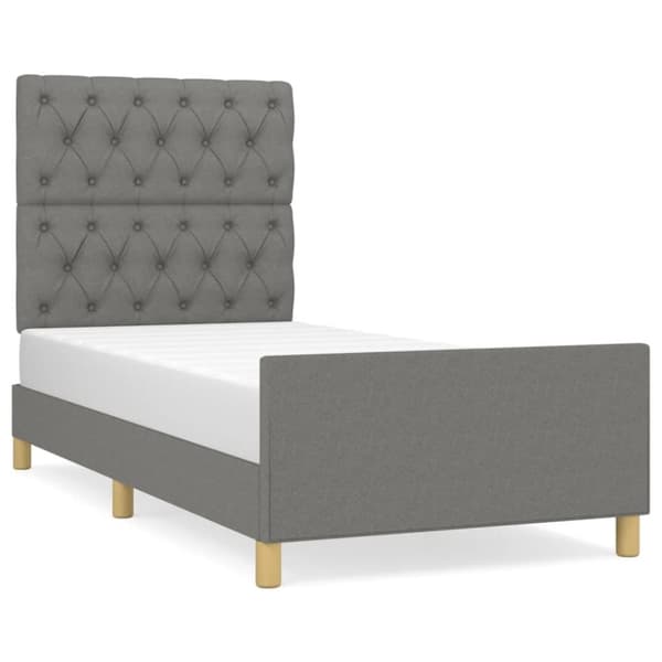 vidaXL sengeramme med sengegavl 80x200cm stof mørkegrå