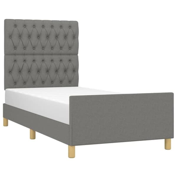 vidaXL Sängram med huvudgavel mörkgrå 90x200 cm tyg