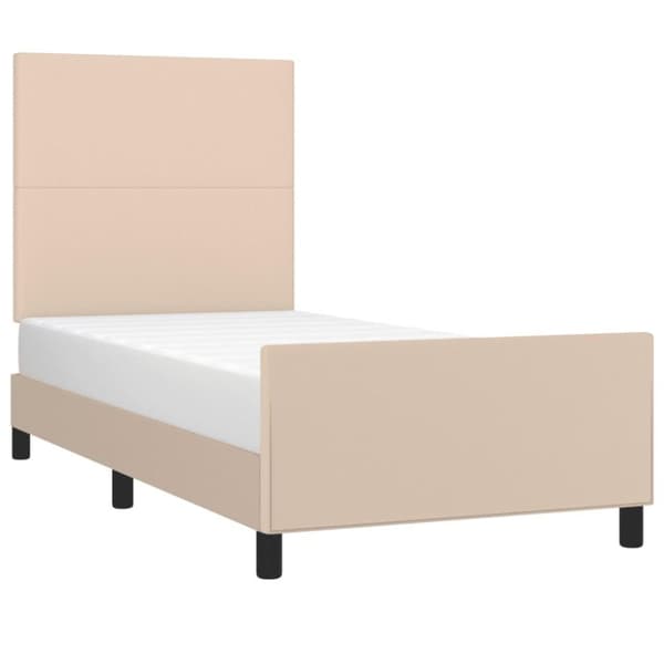 vidaXL sengeramme med sengegavl 90x190 cm kunstlæder cappuccinofarvet