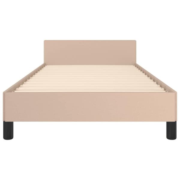 vidaXL sengeramme med sengegavl 90x190 cm kunstlæder cappuccinofarvet