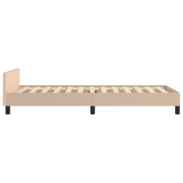 vidaXL sengeramme med sengegavl 90x190 cm kunstlæder cappuccinofarvet