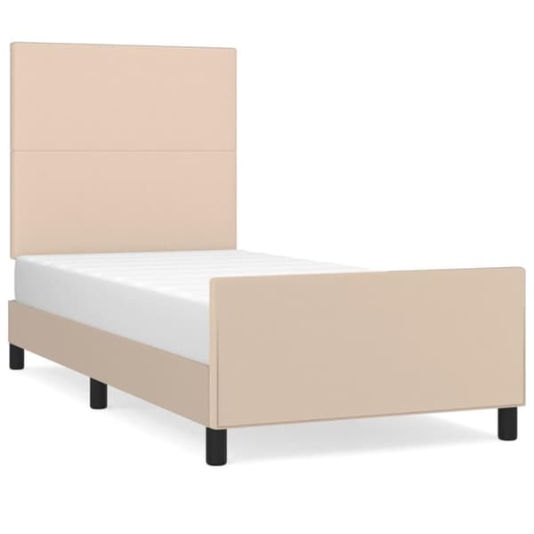vidaXL sengeramme med sengegavl 90x190 cm kunstlæder cappuccinofarvet