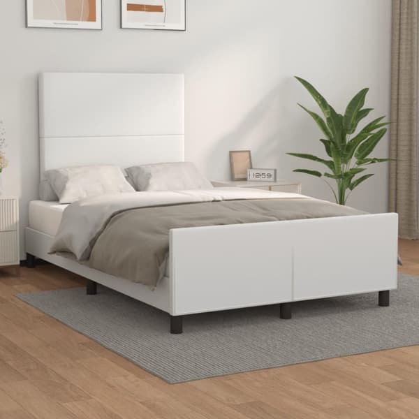 vidaXL sengeramme med sengegavl 120x200 cm kunstlæder hvid
