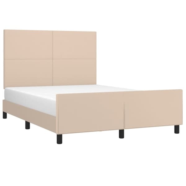 vidaXL sengeramme med sengegavl 140x200 cm kunstlæder cappuccinofarvet