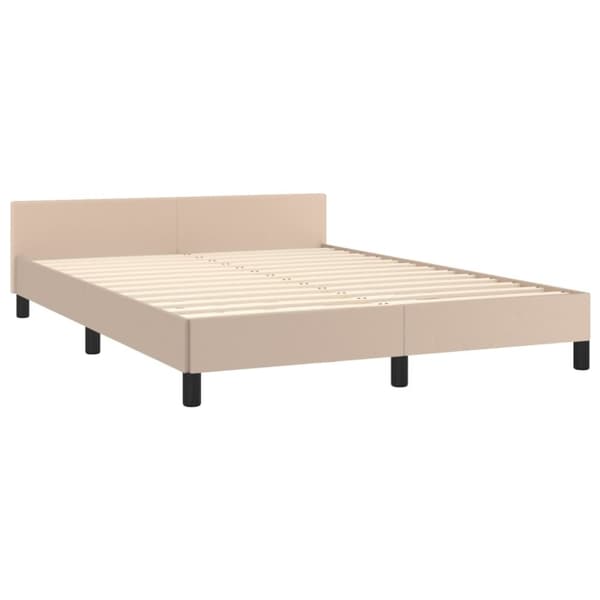 vidaXL sengeramme med sengegavl 140x200 cm kunstlæder cappuccinofarvet