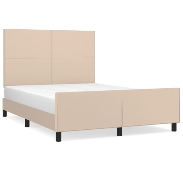vidaXL sengeramme med sengegavl 140x200 cm kunstlæder cappuccinofarvet