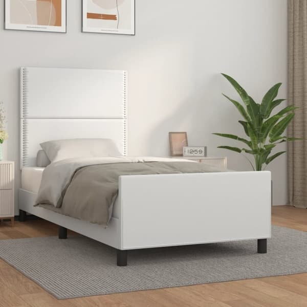 vidaXL sengeramme med sengegavl 80x200 cm kunstlæder hvid