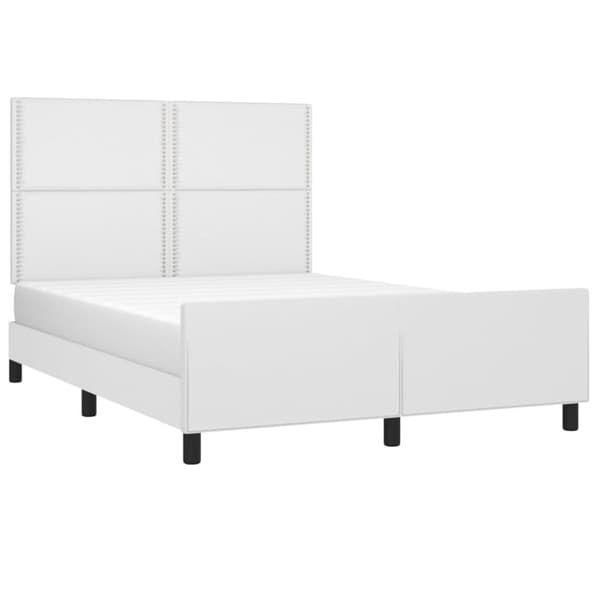 vidaXL Sängram med huvudgavel vit 140x190 cm konstläder