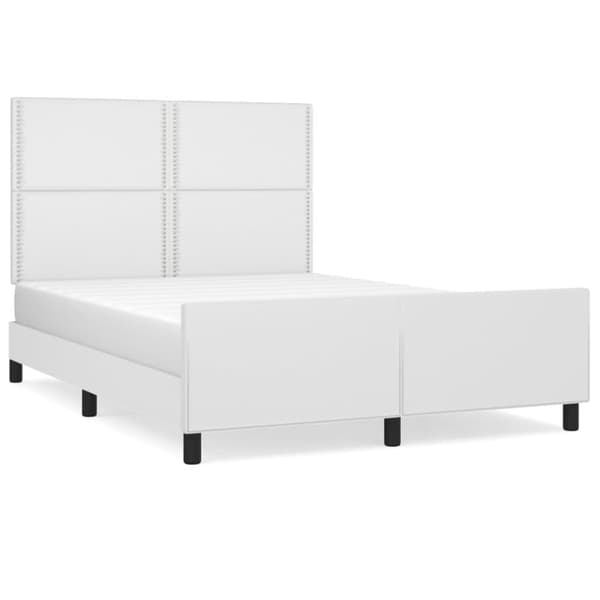 vidaXL Sängram med huvudgavel vit 140x190 cm konstläder