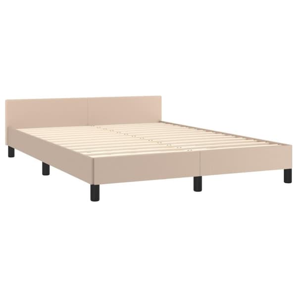 vidaXL sengeramme med sengegavl 140x190 cm kunstlæder cappuccinofarvet