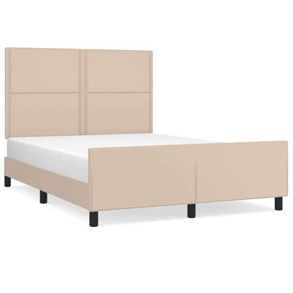 vidaXL sengeramme med sengegavl 140x190 cm kunstlæder cappuccinofarvet