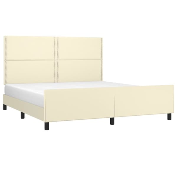 vidaXL sengeramme med sengegavl 160x200 cm kunstlæder cremefarvet