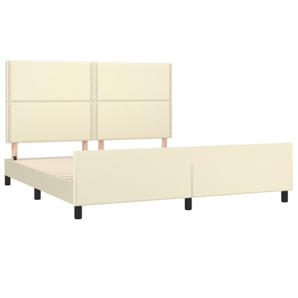 vidaXL sengeramme med sengegavl 160x200 cm kunstlæder cremefarvet