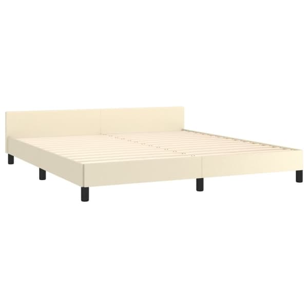 vidaXL sengeramme med sengegavl 160x200 cm kunstlæder cremefarvet