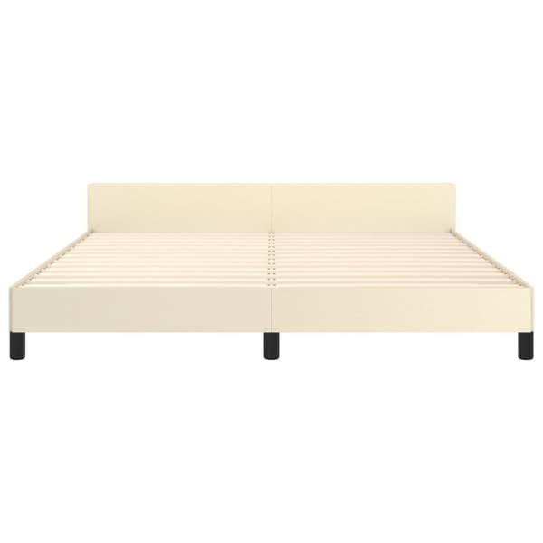 vidaXL sengeramme med sengegavl 160x200 cm kunstlæder cremefarvet