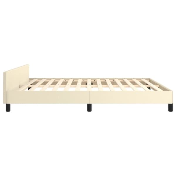 vidaXL sengeramme med sengegavl 160x200 cm kunstlæder cremefarvet
