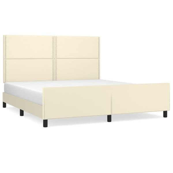 vidaXL sengeramme med sengegavl 160x200 cm kunstlæder cremefarvet