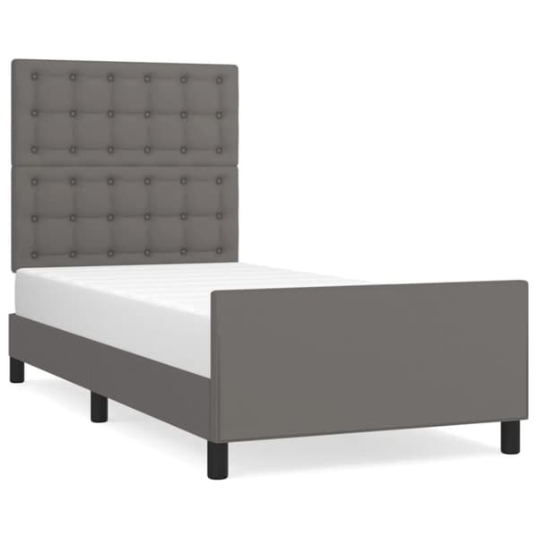 vidaXL sengeramme med sengegavl 100x200 cm kunstlæder grå