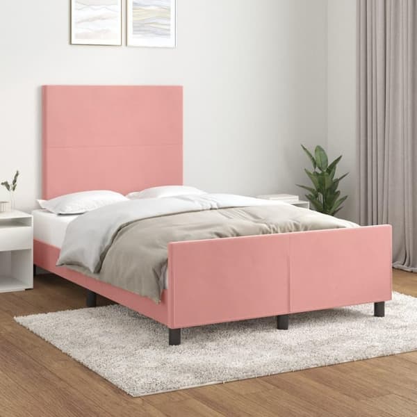 vidaXL sengeramme med sengegavl 120x200 cm fløjl pink