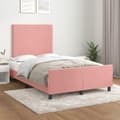 Miniatyrbillede 2 af 11: vidaXL sengeramme med sengegavl 120x200 cm fløjl pink