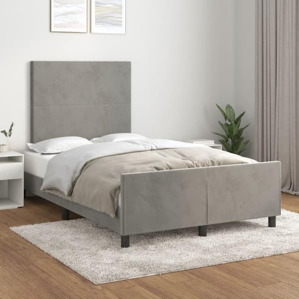 vidaXL sengeramme med sengegavl 120x200 cm fløjl lysegrå