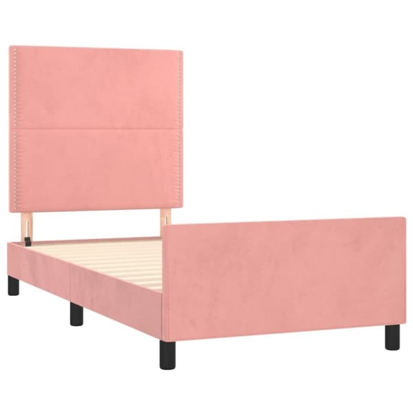 vidaXL sengeramme med sengegavl 100x200 cm fløjl lyserød