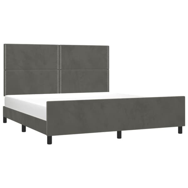 vidaXL sengeramme med sengegavl 180x200 cm fløjl mørkegrå