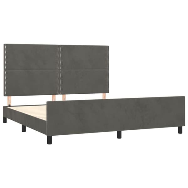 vidaXL sengeramme med sengegavl 180x200 cm fløjl mørkegrå