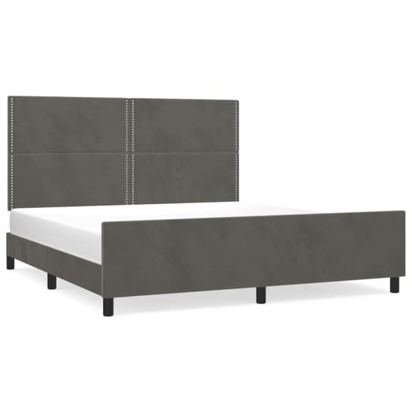 vidaXL sengeramme med sengegavl 180x200 cm fløjl mørkegrå