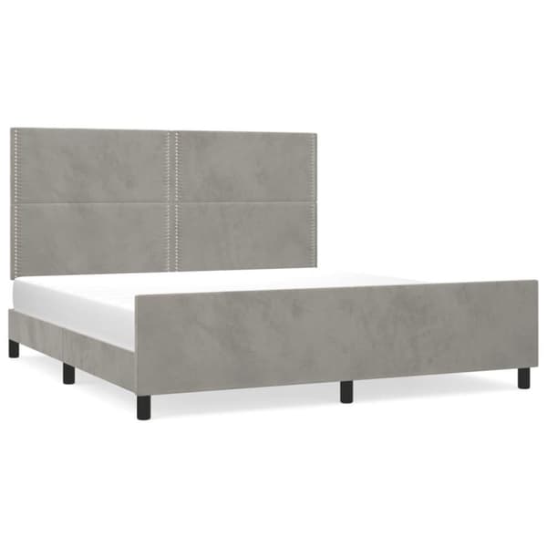 vidaXL sengeramme med sengegavl 180x200 cm fløjl lysegrå