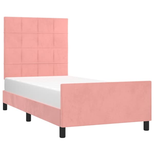 vidaXL Sängram med huvudgavel rosa 90x200 cm sammet