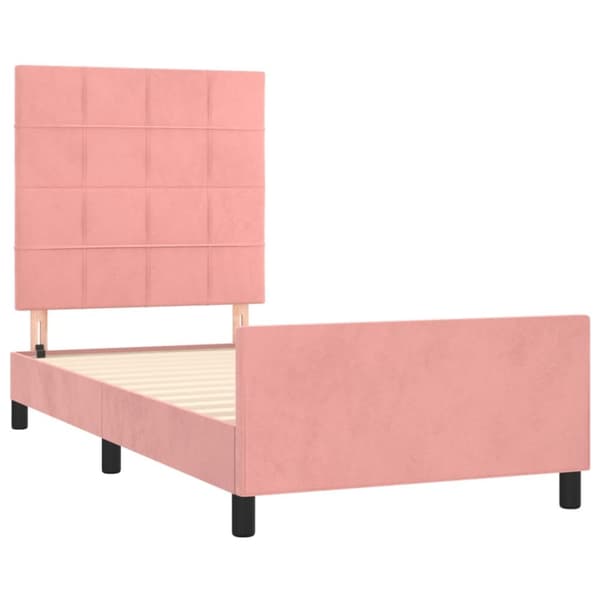 vidaXL Sängram med huvudgavel rosa 90x200 cm sammet