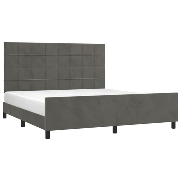 vidaXL sengeramme med sengegavl 180x200 cm fløjl mørkegrå