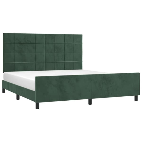 vidaXL sengeramme med sengegavl 180x200 cm fløjl mørkegrøn