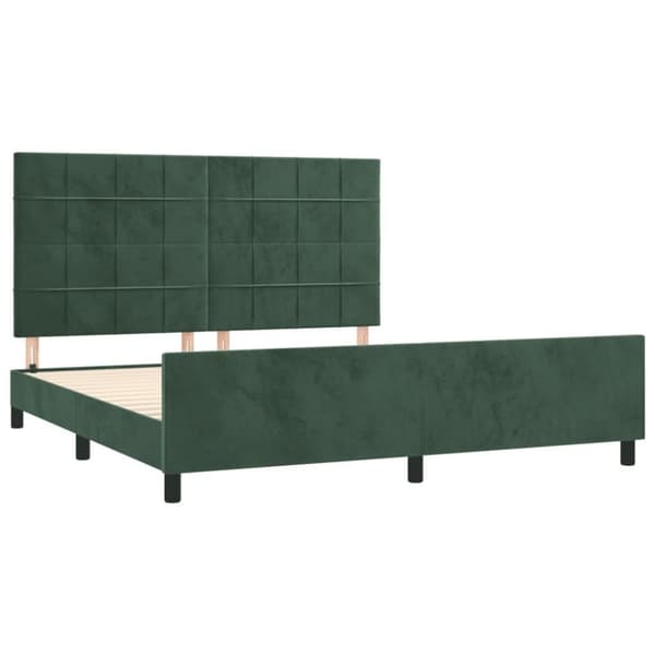 vidaXL sengeramme med sengegavl 180x200 cm fløjl mørkegrøn
